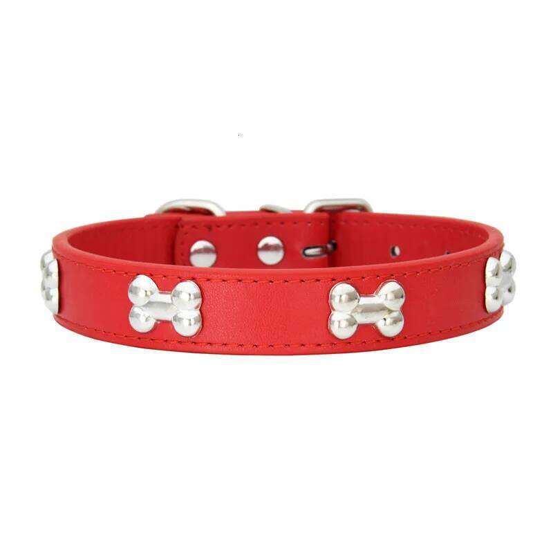 Bone Leather Durable Puppy Pug Collars Large Dog Chihuahua Cat Accessories Pet Collar for Small Dogs