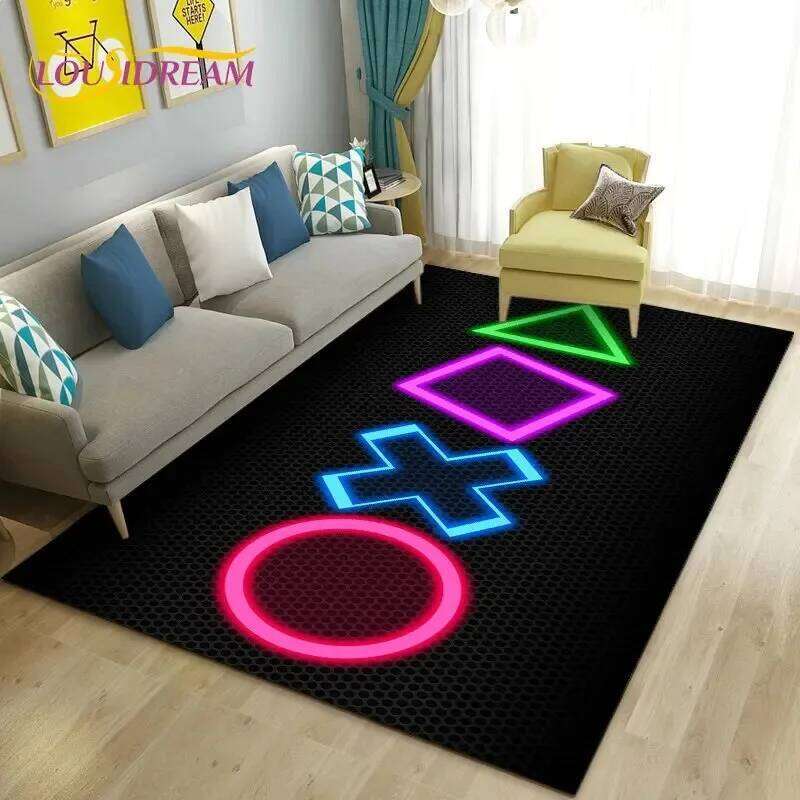 3D Cartoon Gamer Game Controller Area Rug,Carpet Rug for Living Room Bedroom Sofa Doormat Decoration,Kid Play Non-slip Floor Mat W260226