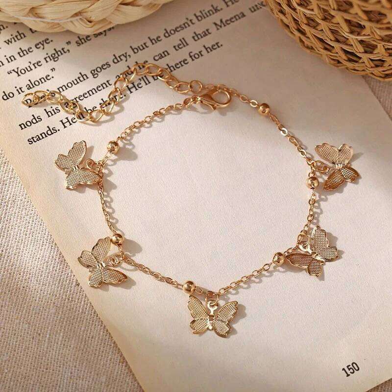 New Arrival Bracelet Simple Girls Sweet Butterfly Pendant Charm Bracelets Hand Jewelry Gifts For Women Beach Anklet Z260225