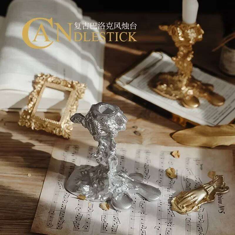 Ornaments Candle Holders 13cm Resin Candlesticks Holder Shabbat Taper Candles for Dining Table Decor Home Decoration W260226