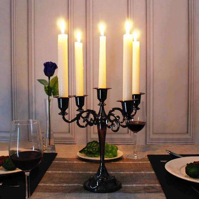 American Style Retro Candlestick Creative Three-headed Five-headed Metal Iron Candle Holder Romantic Dinner Table Decoration W260226