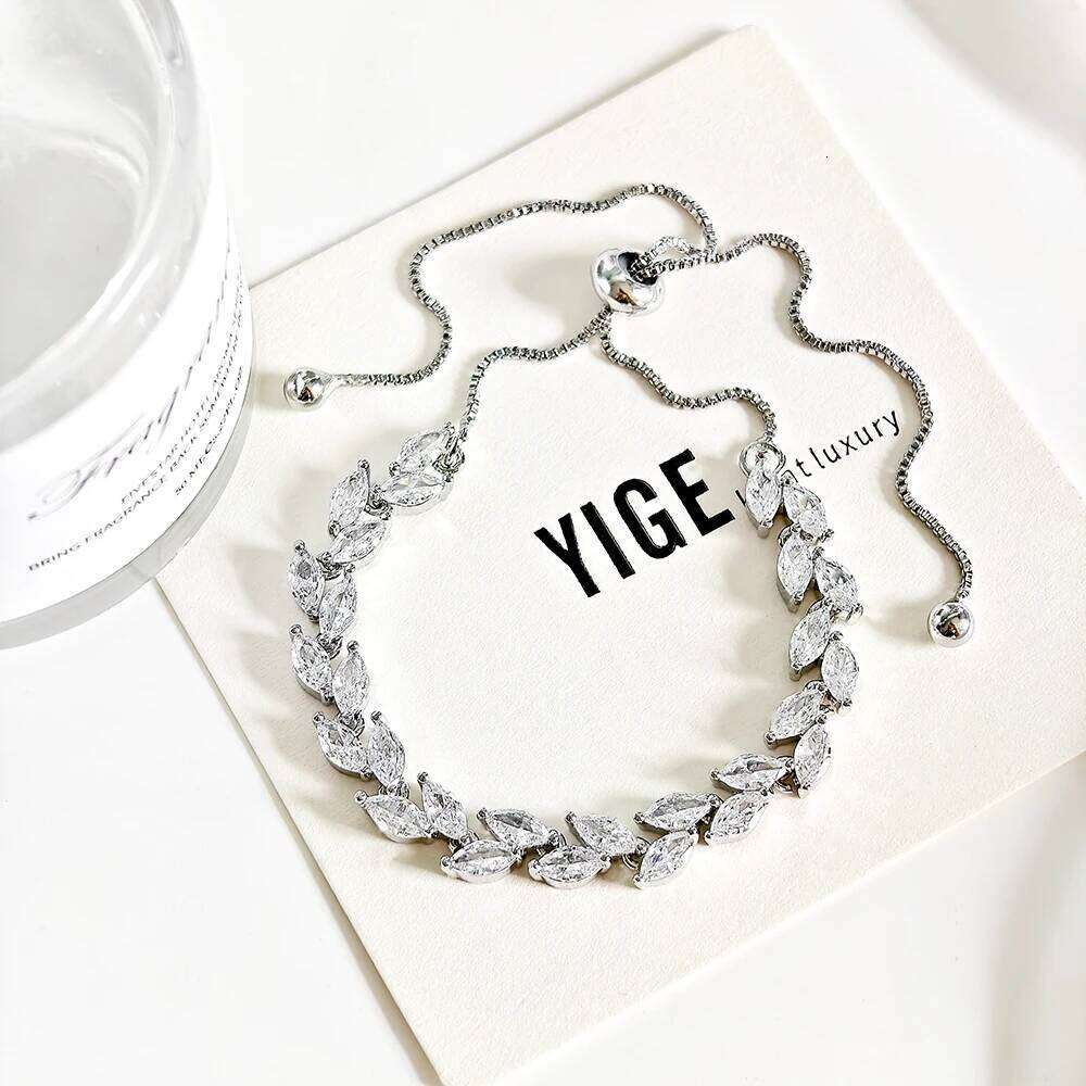 Trendy Rose Gold Silver Color Leaf Engagement Bracelet Bangle for Women Valentine's Day Gift Jewelry Free Shipping Items S8482 Z260225