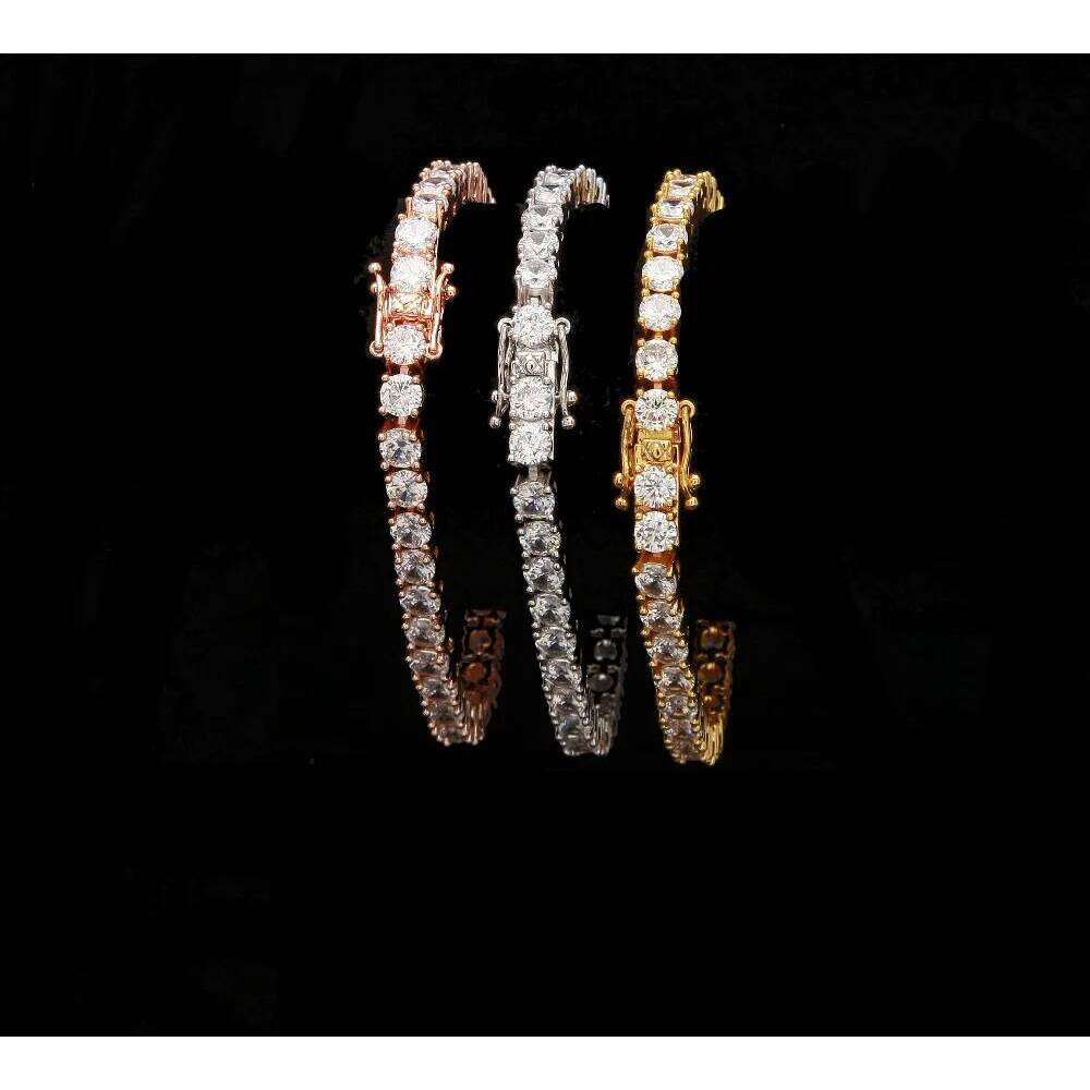 5mm Rose Gold Color CZ Tennis Bracelet Hip Hop Copper Iced Out Cubic Zirconia Jewelry For Men Women Z260225