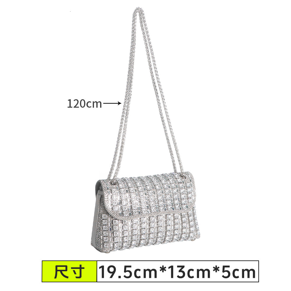 Hot Selling Women's Bag Cross-Border European and American Style Gold Chain Sparkling Diamond Underarm Bag Evening Bag Fashion Handbag Retro Sing