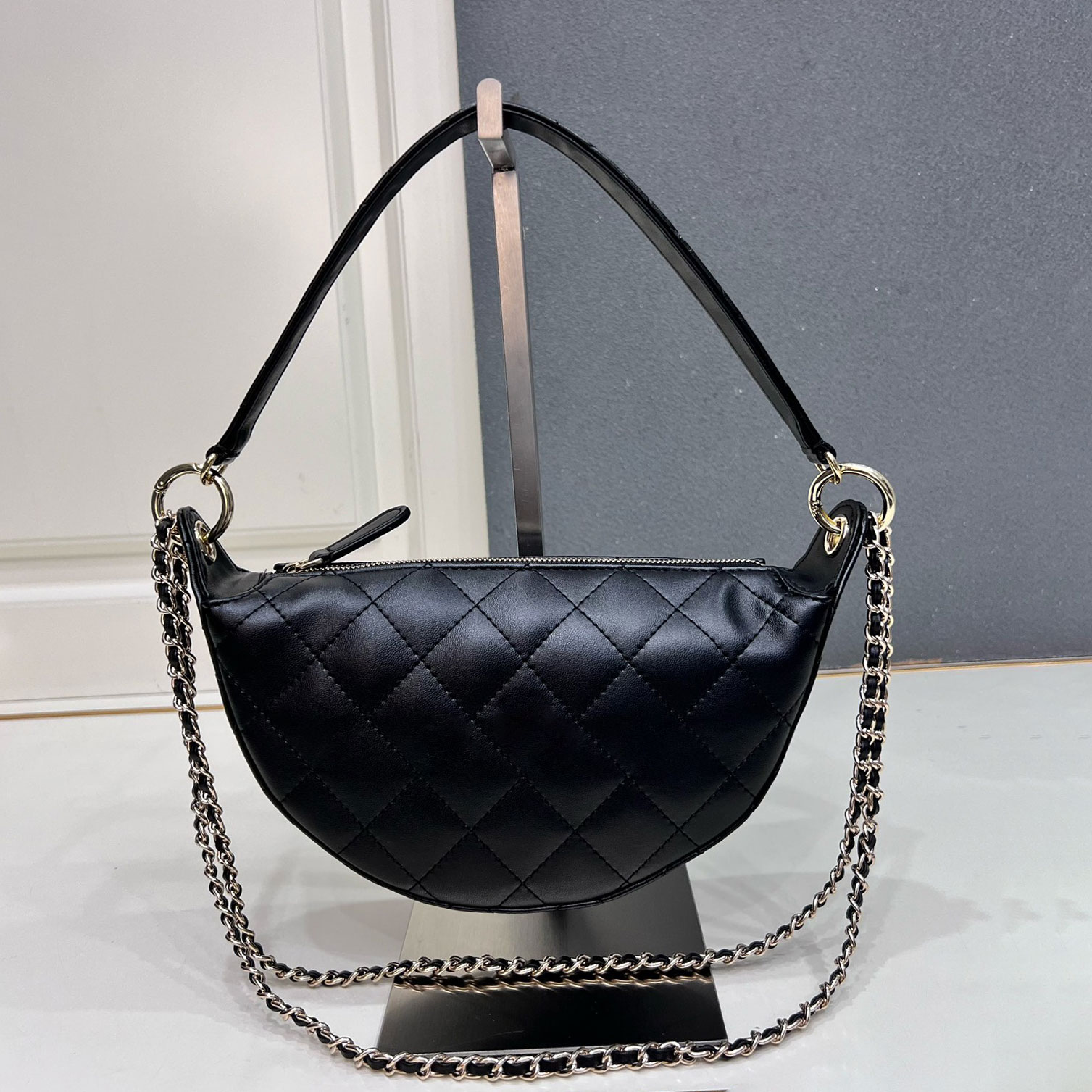 Designer Bag 18CM Mini Half-Moon Tote Denim Bag Luxury Quilted Leather Chain Shoulder Bag 2026 New Women's Hobo Bag Underarm Bag Crossbody Bag