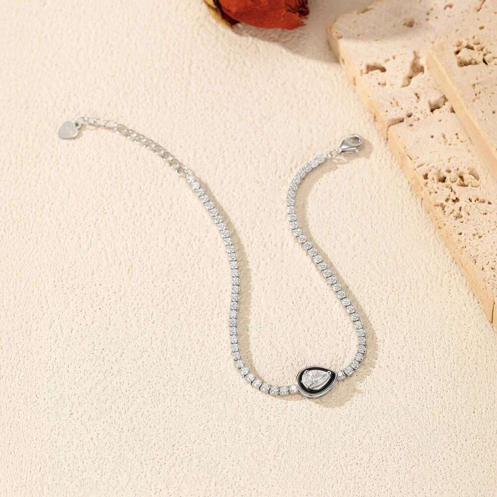 MODIAN Trendy Tennis 925 Sterling Silver Charming Black Enamel Bracelet Water Drop CZ Bracelets For Women Fine Jewelry Z260225