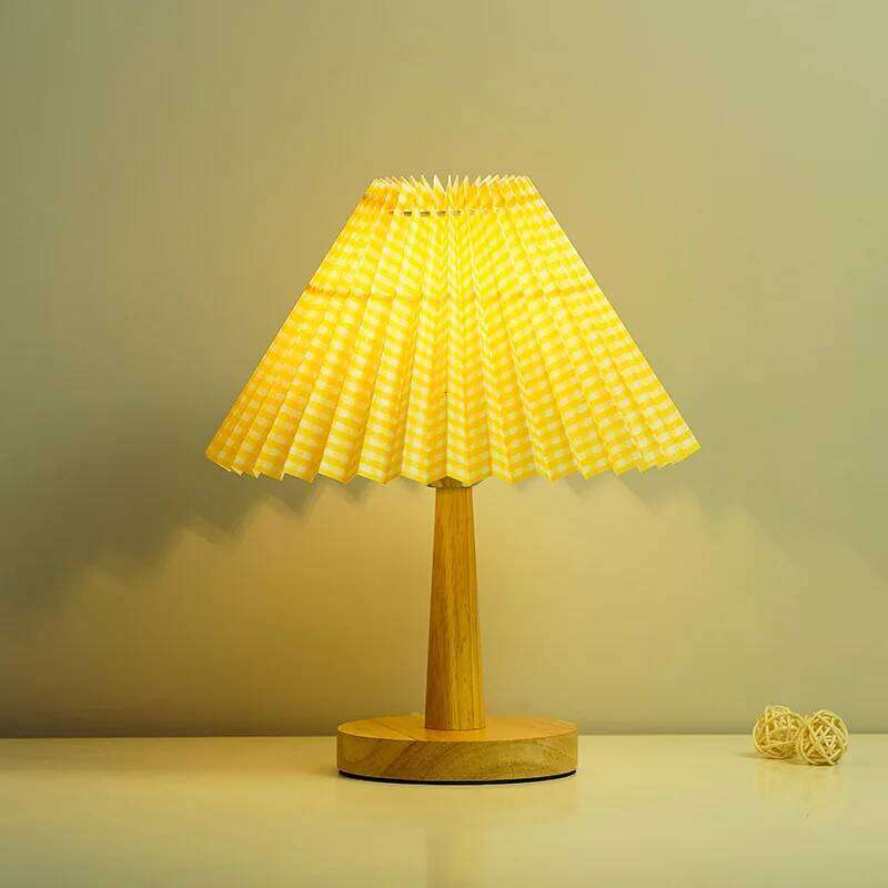 Pleated Nordic Decoration Ins Bedroom Bedside Umbrella Night Residential Dormitory Ambient Light Dimmable Lamp H260225