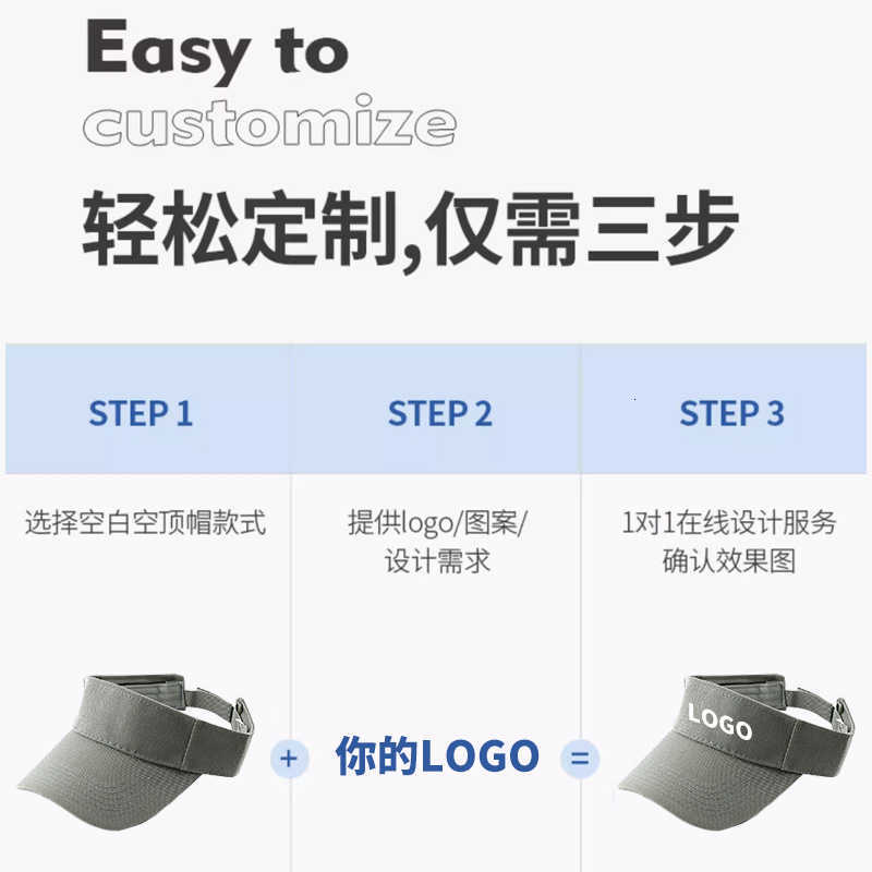 Summer Outdoor Sun Protection Visor Hat Sports Sun Hat No Top Sun Hat Advertising Hat Felt Hat Customizable S260225