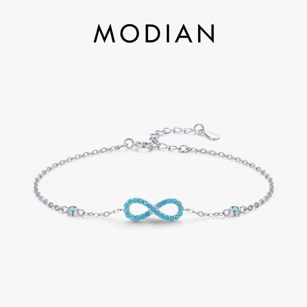 MODIAN Romantic Infinite Love Bracelet 925 Sterling Silver Vintage Natural Turquoise Chain Bracelets For Women Wedding Jewelry Z260225