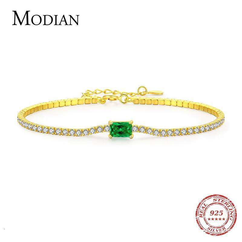 MODIAN 2021 New 925 Sterling Silver Luxury Sparkling Cubic Zirconia Bracelet For Women Gold Color Wedding Engagement Jewelry Z260225