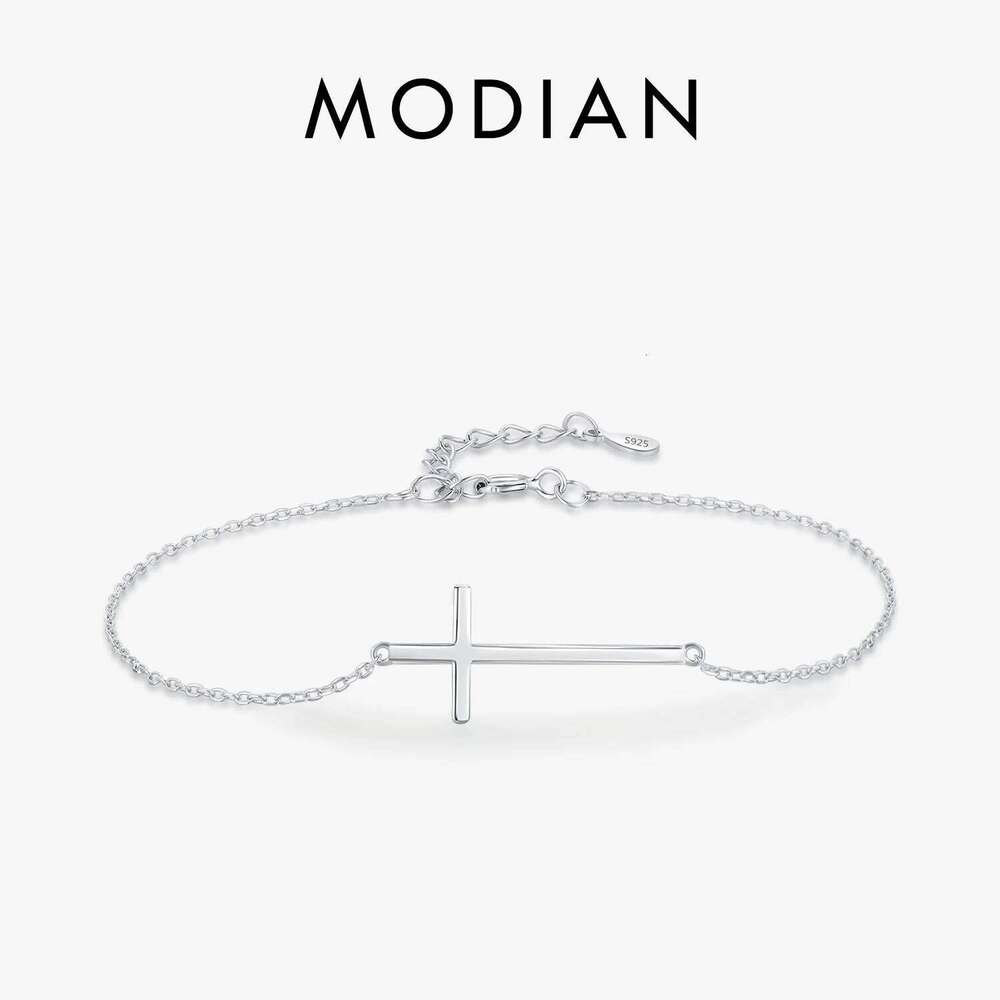 Modian 100% 925 Sterling Silver Classic Simple Cross Religious Adjustable Bracelets Chain For Women Fine Jewelry Accessories Z260225