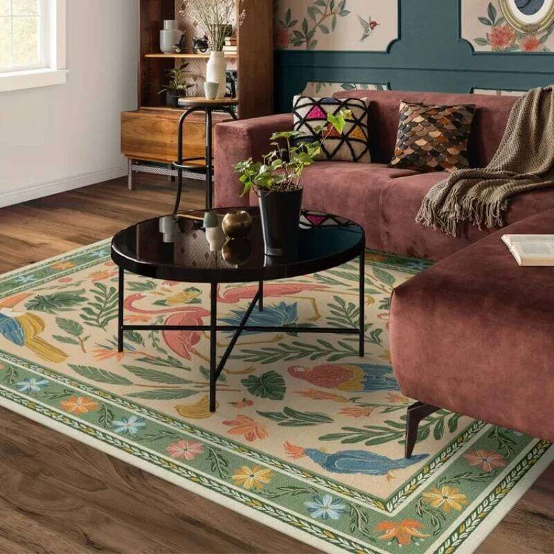 Living Room Carpet Bohemian Style Vintage Floral Bedroom Bedside Soft Rug Velvet Animal Cloakroom Fluffy Mat IG Tapete W260226