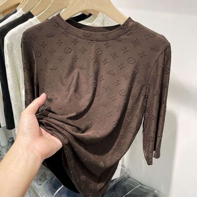 European-Style Women's Five-Sleeve T-Shirt, Summer Thin Style, 2026 New Early Spring Half-Sleeve Base Shirt, Mid-Sleeve Inner Top