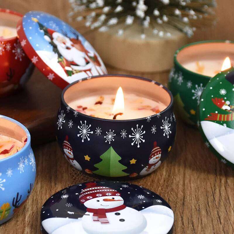 Aromatherapy Christmas Scented Tin Jar Cans Candle Merry Xmas Decor For Home New Year Navidad Gifts W260226