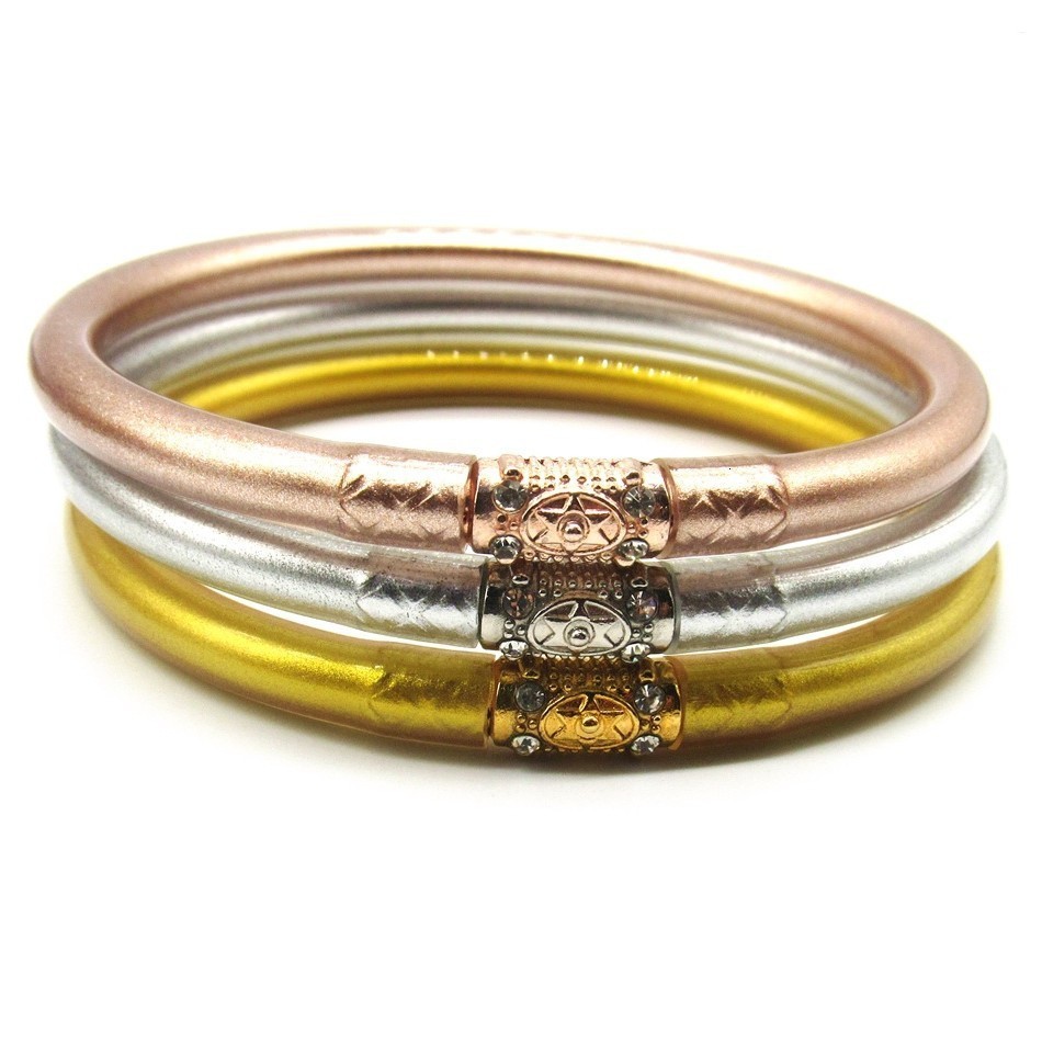 Best-selling gold Bracelet PVC Plastic Elastic Gold Foil Lacquer Hexagram Gold Powder Bangle Bracelet Set 240912