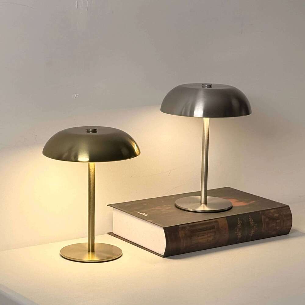 Mushroom Table Touch Control 3-Color Dimmable LED Desk Light, Cordless Rechargeable Eye-Caring Bedside Lamp, Moder H260225