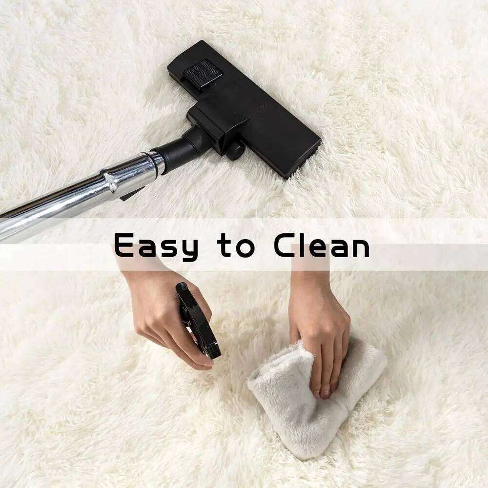 Large Cream White Fuzzy Shag Rug, Plush Soft Carpet for Living Room, Bedroom, Kids & Nursery, Modern Decor, Non-Slip W260226