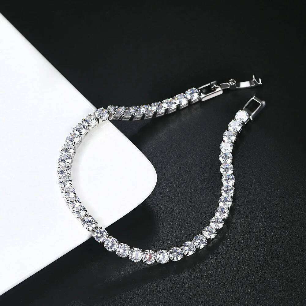 Women's Fashion 4mm Zirconia Tennis Bracelet Crystal Charm Designer Thin Chain Wedding Jewelry Z260225