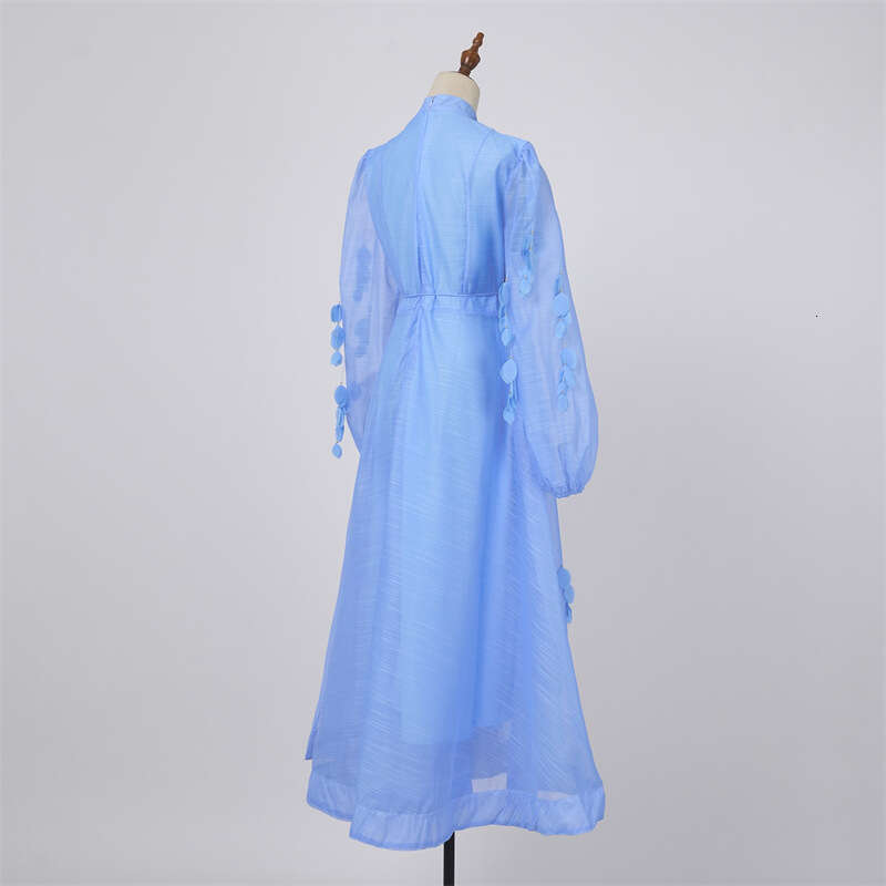 2026 spring/summer niche style solid color elegant fairy like loose lace up long skirt with three-dimensional leaf decoration