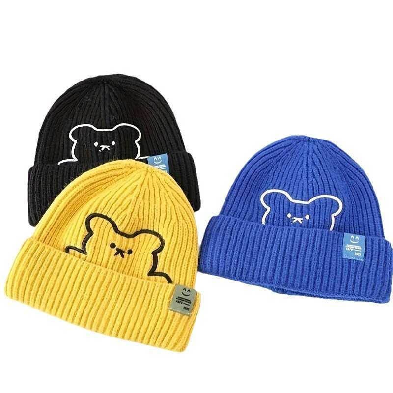 Hot Selling Autumn Winter New Embroidered Cute Knitted Hat for Women Face Slimming Warm Wool Hat Cold Hat Student Ear Protection Hat S260225