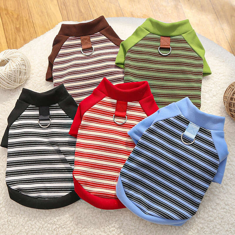 Famous brand Cat Autumn Winter Clothes Striped Pet Small Large Dog French Bulldog Teddy Bichon Versatile Base Shirt Supplies Cross Border pupakaIK