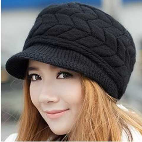 Winter Anti-Rabbit Fur Hat for Women Autumn and Winter Fashionable Warm Fleece-Lined Thickened Mom Hat with Ear Protection Knitted Duckbill Beret S260