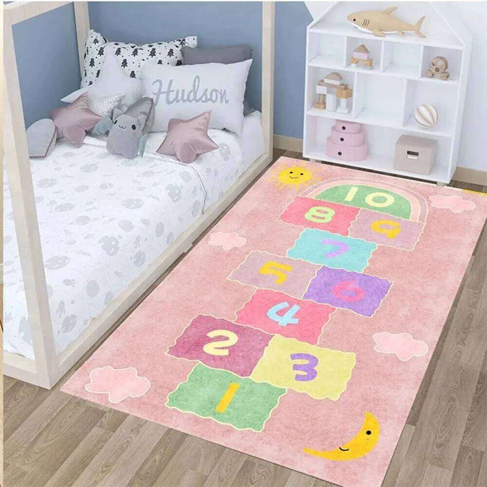 Cartoon Cute Children Carpet for Bedroom Floor Mat Anti-Slip Kid Crawl Pad Absorbent Door Kitcher Area Bedside Decoration Rug W260226