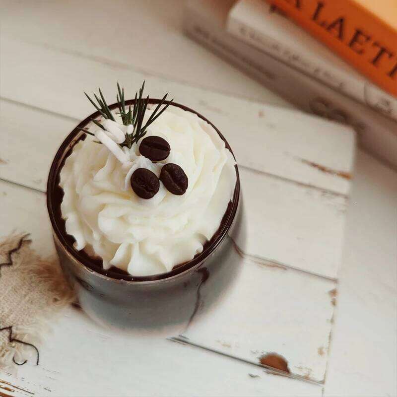 Handmade Glass Scented Candle Milk Foam Iced Americano Black Coffee Fragrance Gift Soy Wax W260226