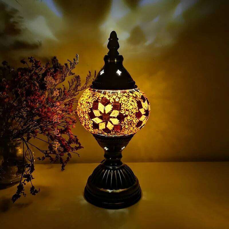 Table Lamp Vintage Art Deco Handcrafted De Mesa Mosaic Glass Bed Light Lamparas Con Mosaicos Night Lights H260225