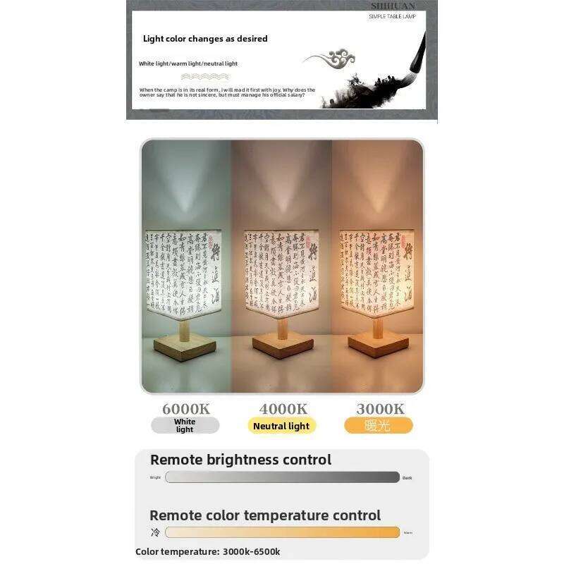 Chinese calligraphy desk bedroom bedside lamp study and breakfast atmosphere tea house retro style night light H260225