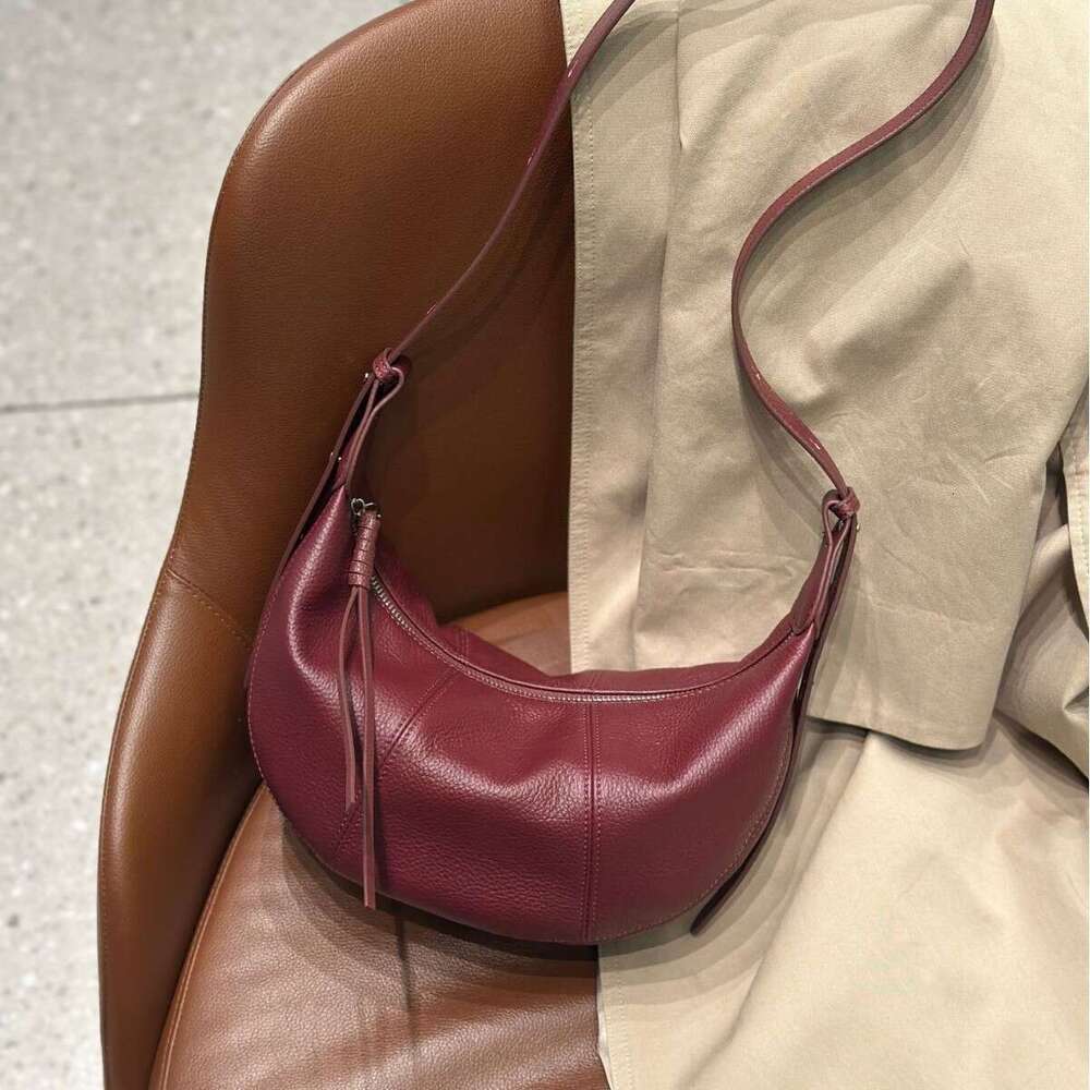 Luxury Shoulder Bags Totes Natural Distressed Top Grain Cowhide Shoulder And Crossbody High End Genuine Underarm Dumpling Bag Soft Leather Simple Wome
