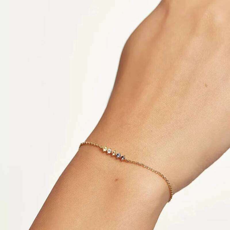 New 925 Sterling Silver Color Zircon Charm Simple Style Woman Bracelet Birthday Gift for Friends Exquisite Jewelry Z260225