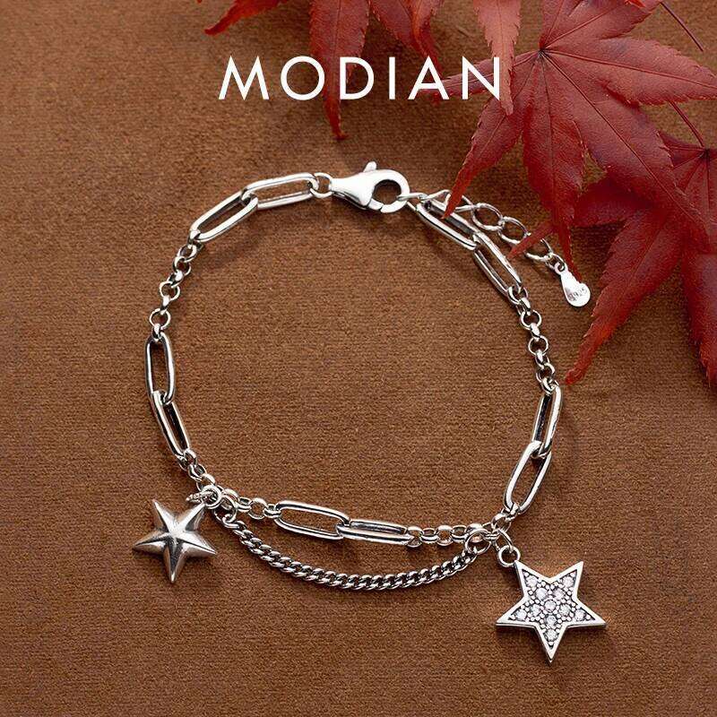 Modian Fashion 925 Sterling Silver Lovely Stars Retro Charm Fit Women Hip Hop Style Bracelet Fine Jewelry 2020 Design Z260225