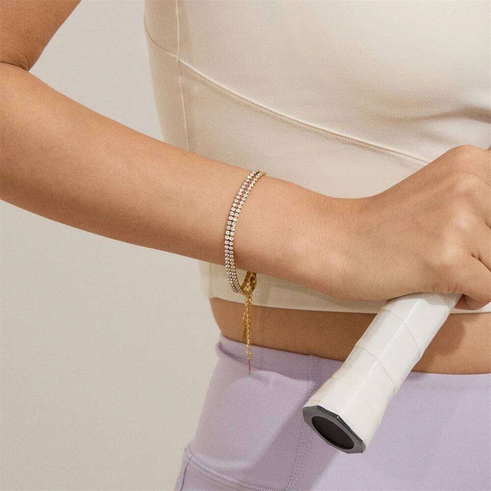 Punk 2mm Iced Out Tennis Chain Bracelet Female Gold Silver Color Stainless Steel Cubic Zirconia Bracelets for Women Jewelry Gift Z260225