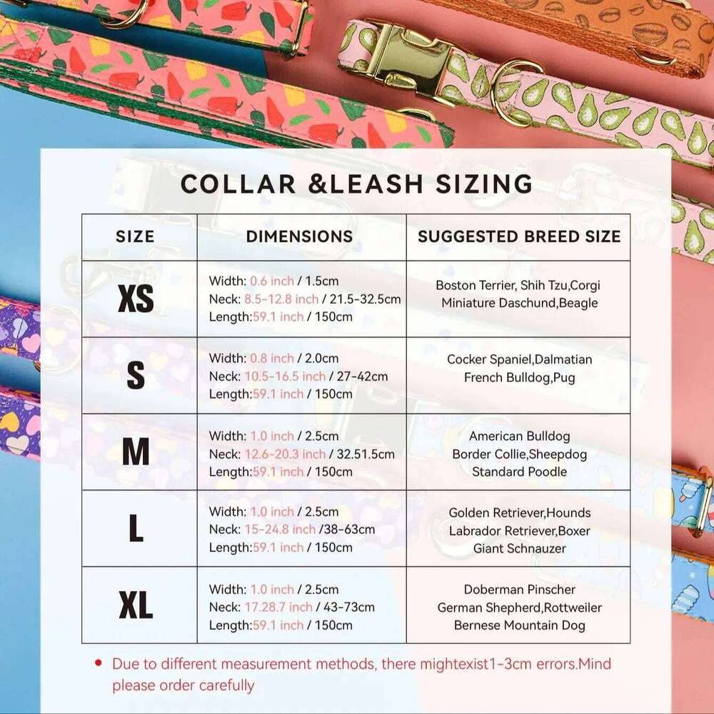 Valentine's Day and New Year's gift Luxury Brand Colorful Season Adjutable Dog Collar And Leash Set For Small Medium Large Dogs