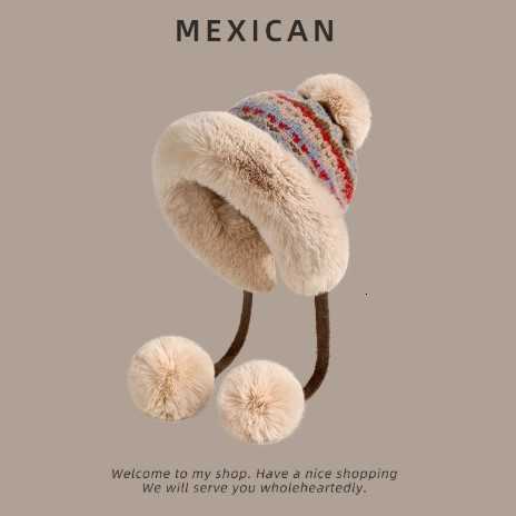 Winter Thickened Fleece-Lined Warm Lei Feng Hat for Women Knitted Jacquard Pattern Earflap Hat Northeast Cold-Proof Versatile Casual Hat S260225