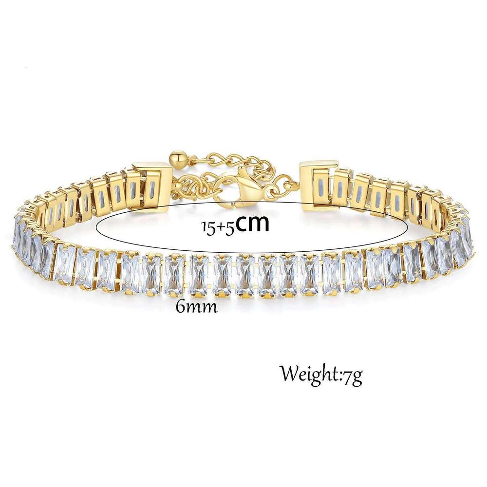 Gold 6mm Width White&Black Cubic Zirconia Tennis Luxury Crystal Bracelet For Women Girls Z260225