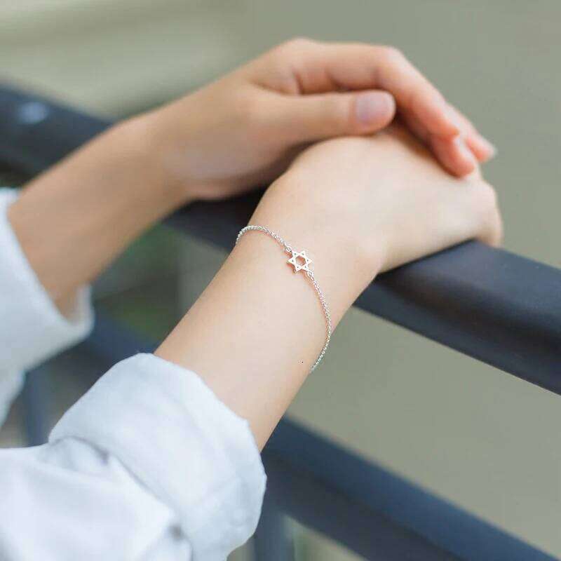 Modian Fashion Real 100% Sterling Hexagram and Star Simple Chain Bracelet Female Silver 925 Fine Jewelry Accessories Z260225