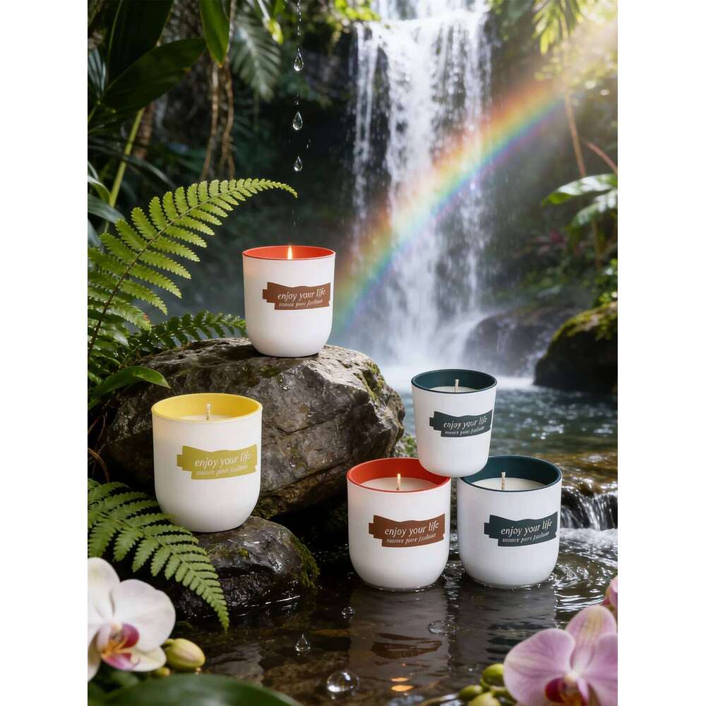 Coloured glass cup soy wax scented candle decorative wedding favours W260226