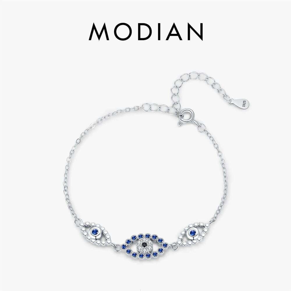 MODIAN 925 Sterling Silver Hollow Blue Zirconia To Eyes Bracelet Fashion Link Chain Bracelets For Women Vacation Jewelry Z260225