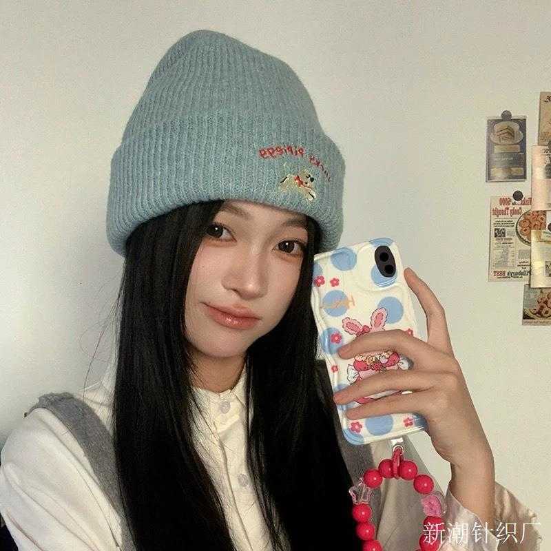 New Year Gift Embroidered Knitted Autumn Winter Hat Warm Face-Enhancing Ear Protection Wool Hat Autumn Winter Versatile Cold Hat Korean Style S260225
