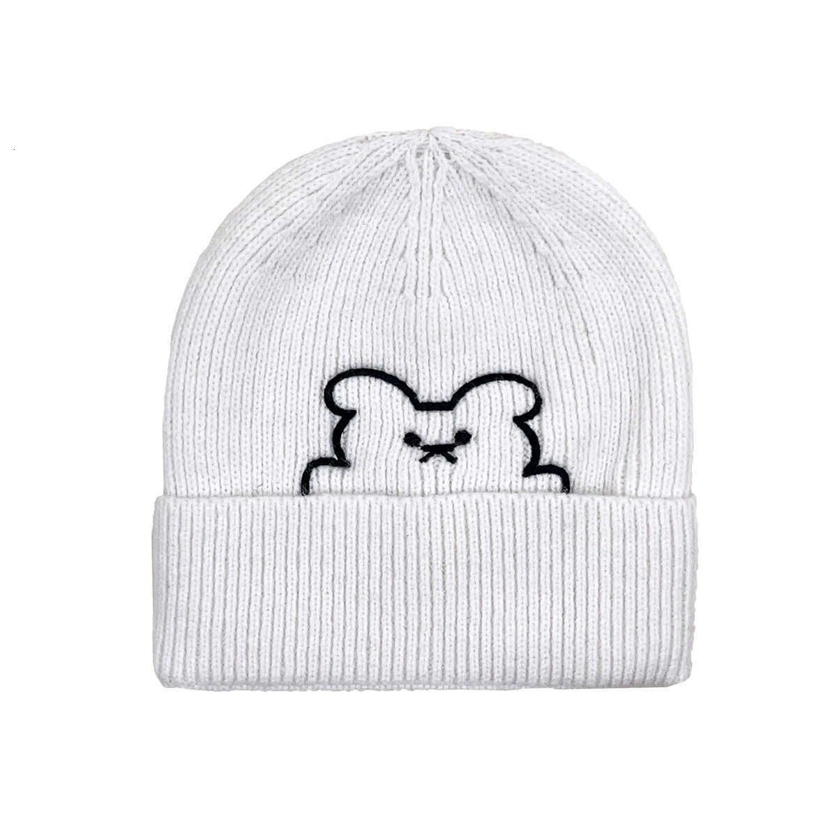 Winter bear embroidery cartoon woolen hat versatile warm fashionable pullover beanie knitted hat S260225