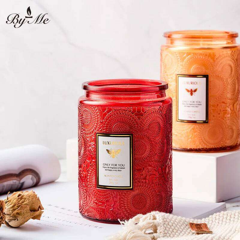 Embossed cup essential oil scented with hand gift bedroom household smokeless fragrance candle wholesale W260226
