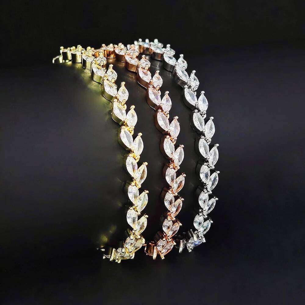 Trendy Rose Gold Silver Color Leaf Engagement Bracelet Bangle for Women Valentine's Day Gift Jewelry Free Shipping Items S8482 Z260225