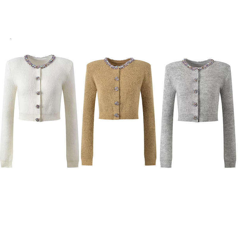 2026 autumn and winter new designer ivory white wool blend gold style exquisite commuting short women's cardigan