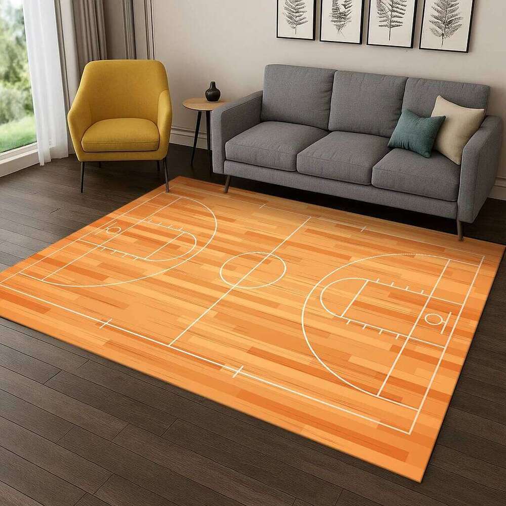 Basketball Court Sports Cartoon Carpet Rug for Sofa Bedroom Living Room Doormat Home Decor,Kid Game Non-slip Floor Mat W260226