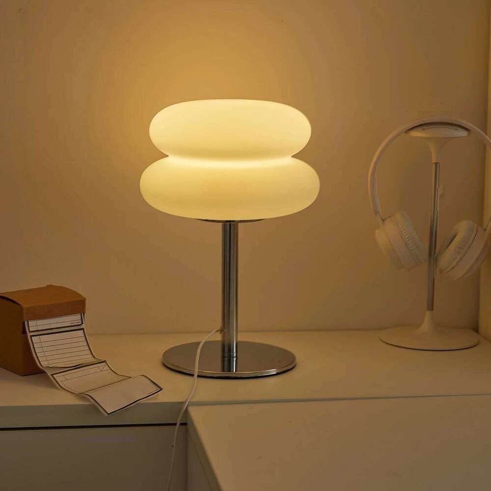 Bedroom bedside creamy style table lamp USB plug tri color dimming living room study atmosphere light H260225