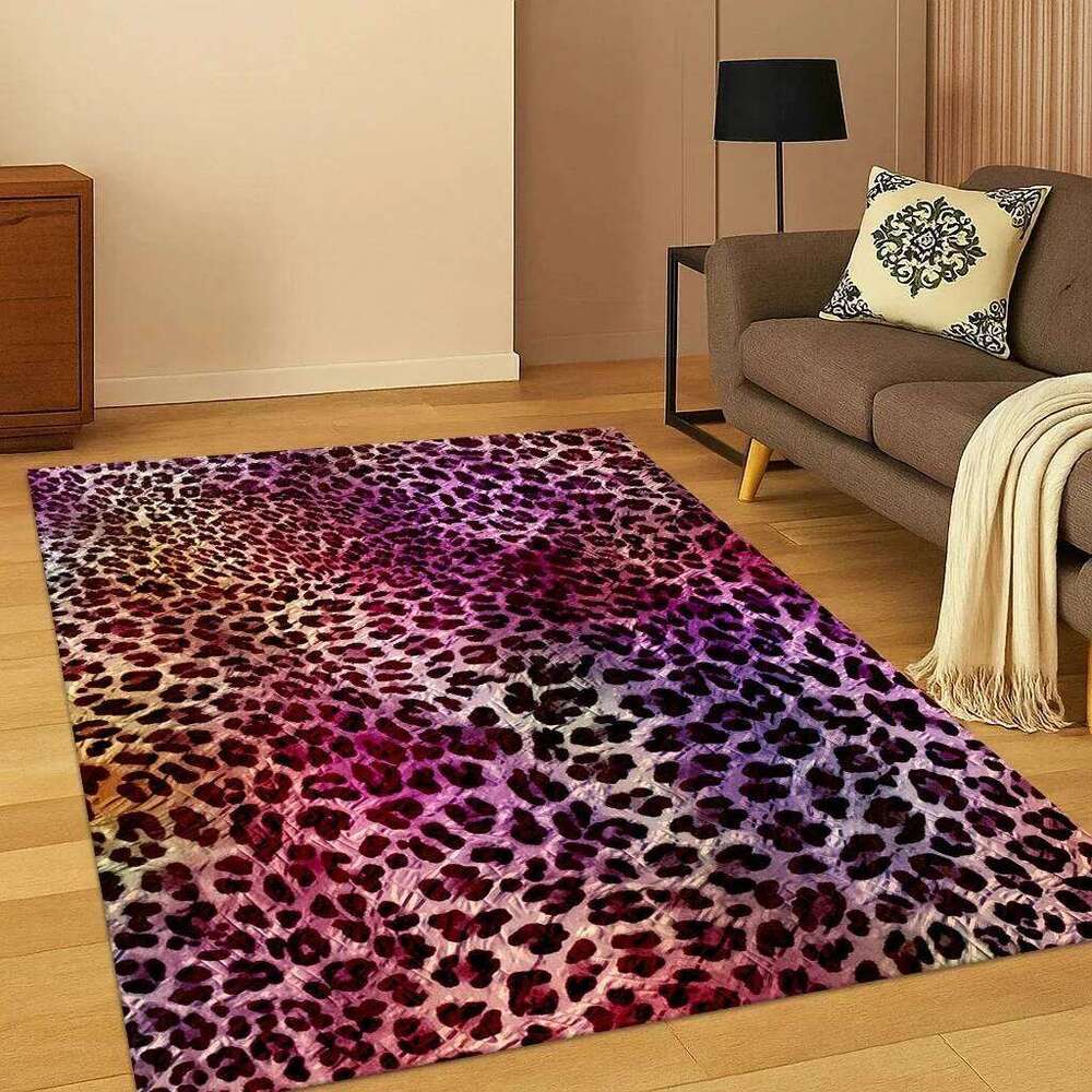 3D Leopard Print Tiger Stripe Carpet Rug for Playroom Bedroom Living Room Sofa Doormat Decor, Kid Game Non-slip Mat W260226