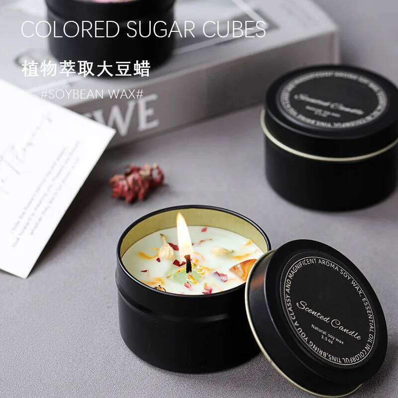 Individual Individually Packaged Energy Stone Black Iron Can Yilan Aromatherapy Dry Flower Candle Gift W260226