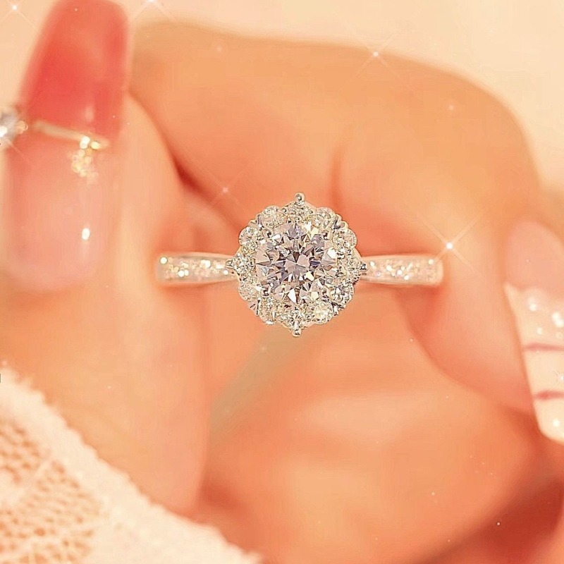 Starry Sparkling Bouquet Ring Luxury High End Statement Elegant Wedding Engagement Ring Jewelry for Her